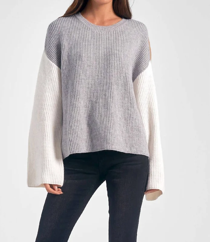 Flash Sales Today Colorblock Crewneck Sweater In Grey