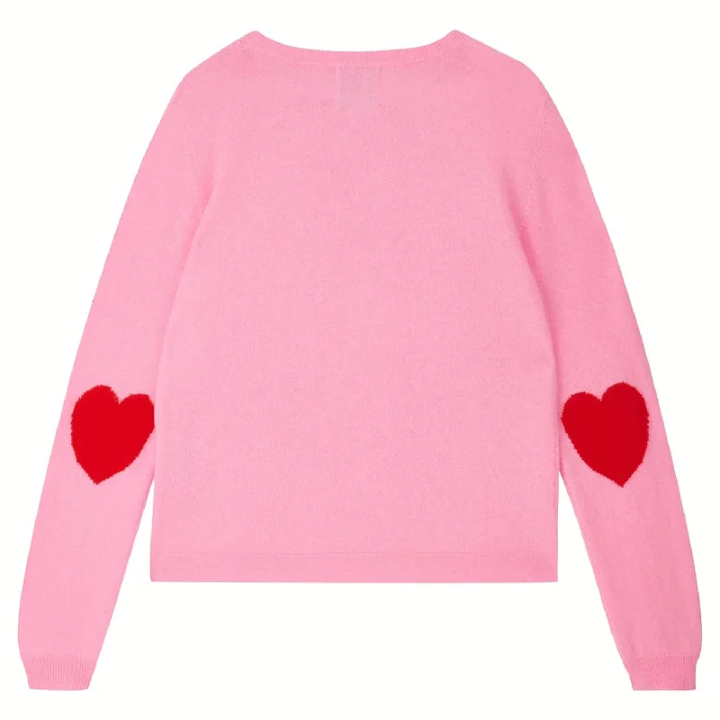 Sustainable Women's Apparel Heart Patch Crew In Flamingo Red