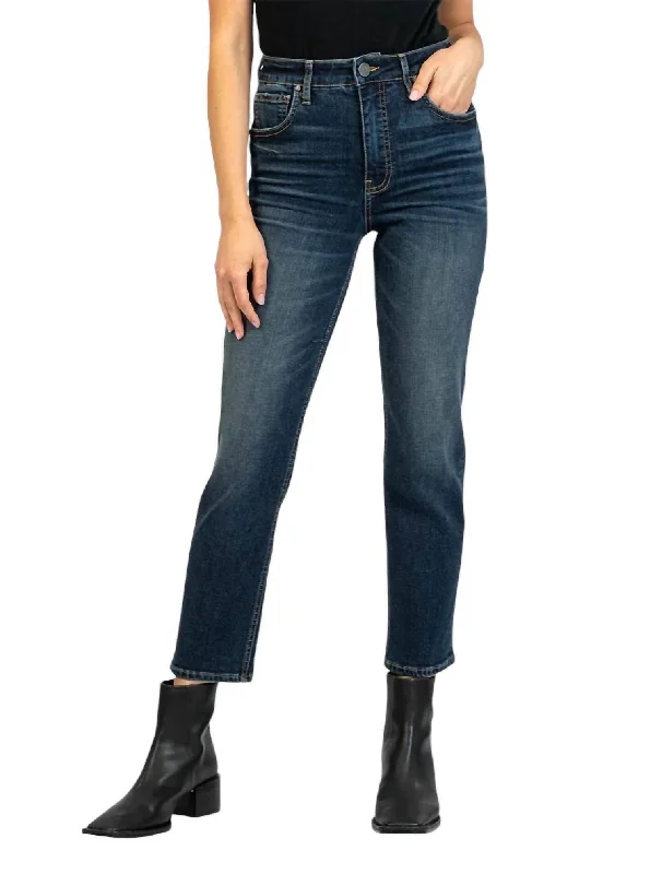 Women's Vacation Outfit Set Elizabeth High Rise Straight Leg Jean In Resounding