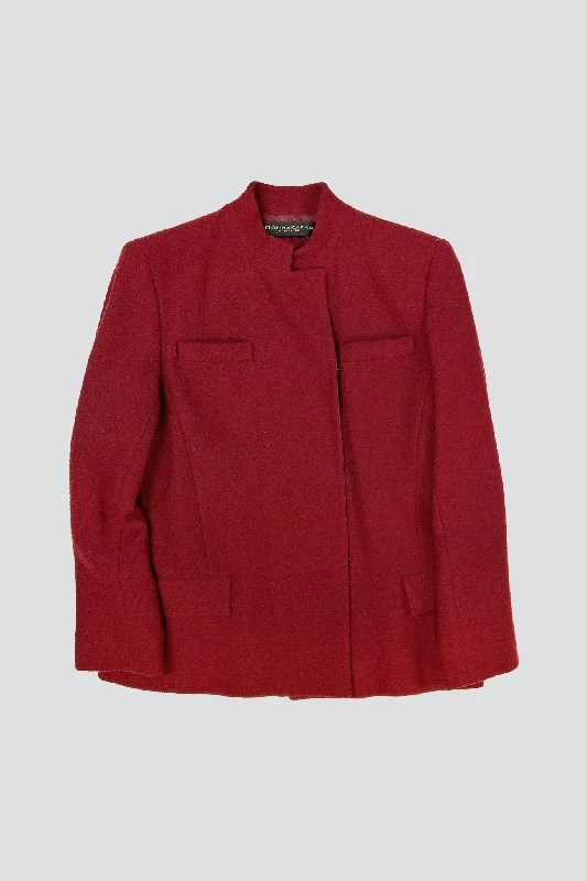 Women's Clothing Brands Donna Karan Red Wool Hook Blazer