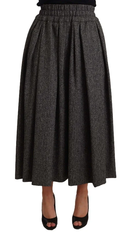 Women's Evening Wear for Special Occasions Dolce & Gabbana Elegant A-Line Midi Wool Skirt in  Women's Zigzag