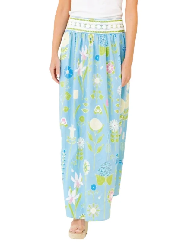 Women's Vintage-Inspired Outfit Lillian Skirt In Secret Garden Soft Sky