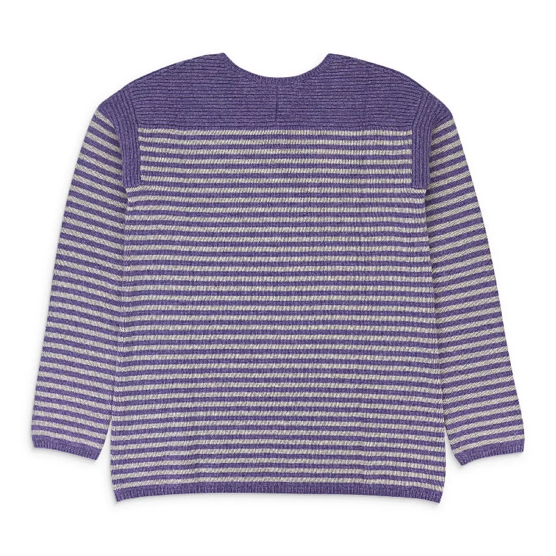 Women's Seasonal Garments CASHMERE STRIPED PURPLE GRAY SWEATER