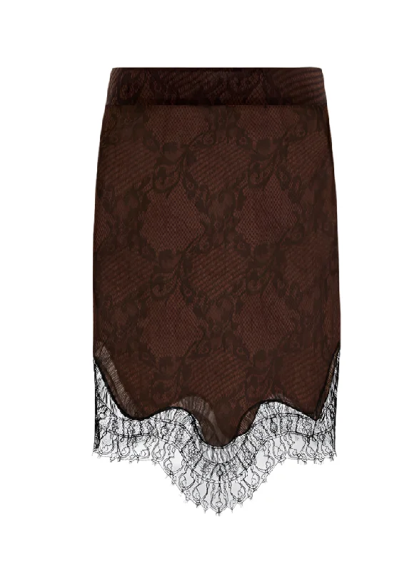 Women's Online Boutique Tom Ford Womens Ramage Tatto Lace Evening Skirt In Brown