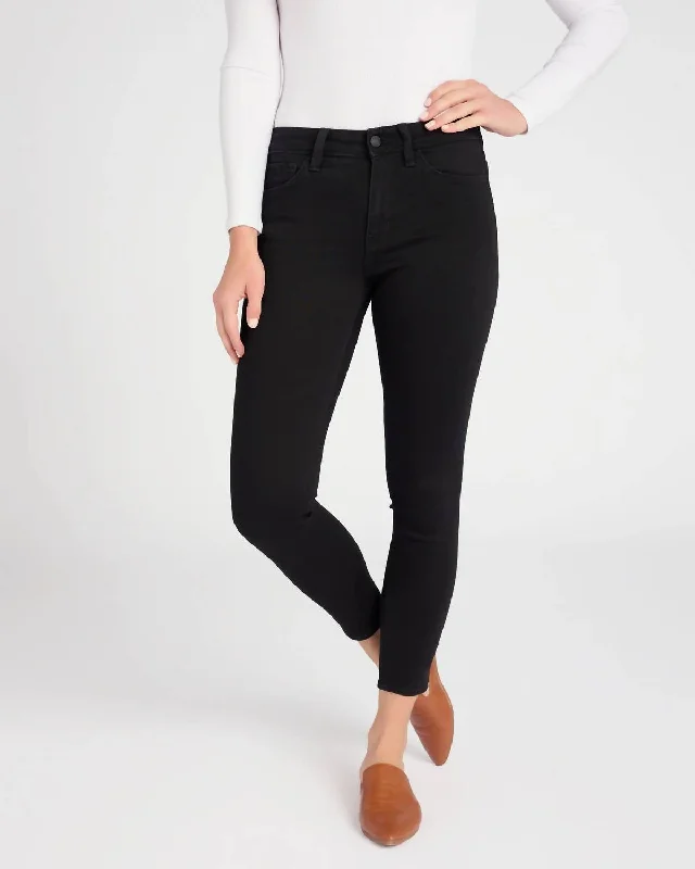 Women's Occasion Wear Clothes Mid Rise Skinny Crop Jeans In Black Tear