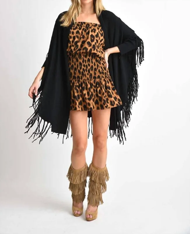 Women's Layered Outfit Heaven Draped Cardigan With Fringe Hem In Black