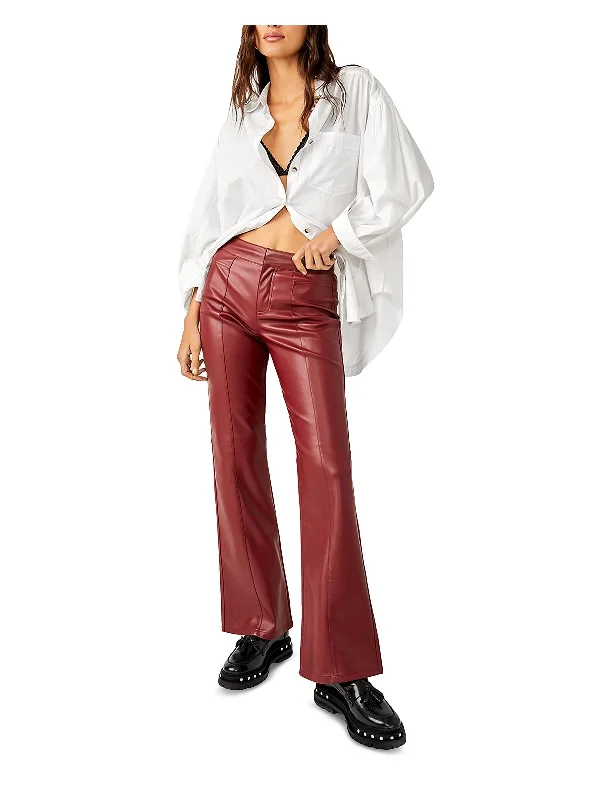 Elegant Women's Evening Garments Uptown Womens Faux Leather High Rise Dress Pants