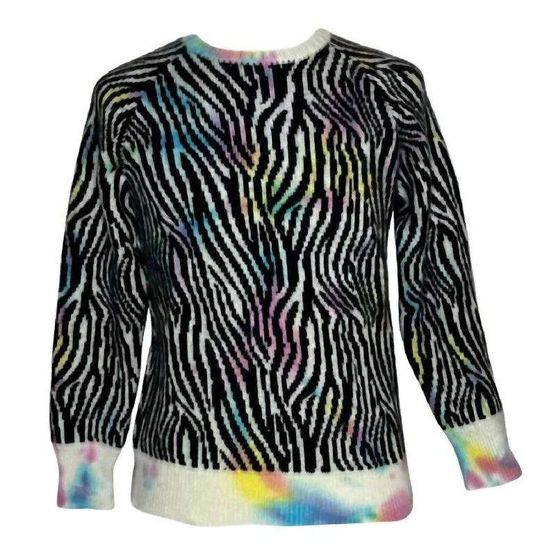 Women's Professional Outfit Tie Dye Crew Sweater In Zebra Blue