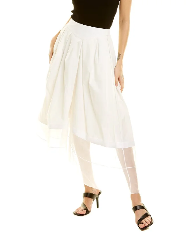 Online Boutiques Clothing Rosie Assoulin Sheer Panel Silk-Lined Skirt