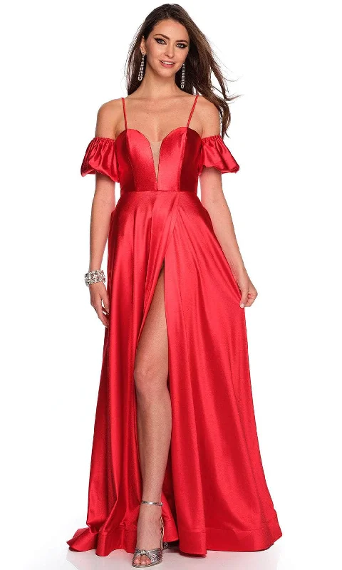 Women's Classic Attire Dave & Johnny 11228 - Detachable Puff sleeve Prom Gown