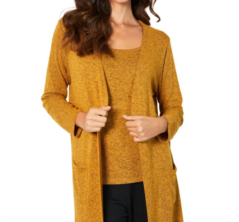 Chic Casual Wardrobe Essentials Pocket Duster Cardigan In Mango