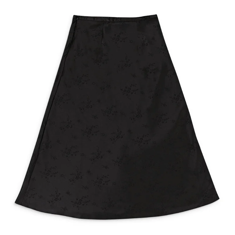 Workwear Fashion for Women JACQUARD BIAS BLACK FLARED SKIRT