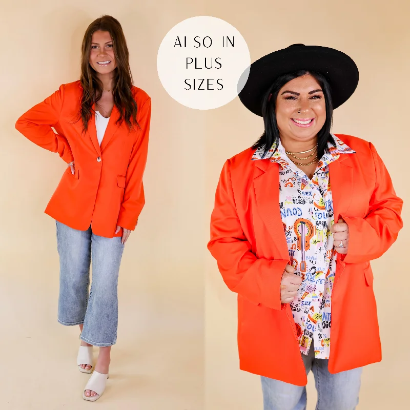 Women Wear Online Expect First Class Long Sleeve Blazer in Bright Orange