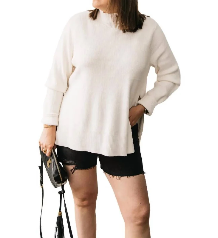 Women's Trendy Casual Clothes Split Sides Sweater In Birch