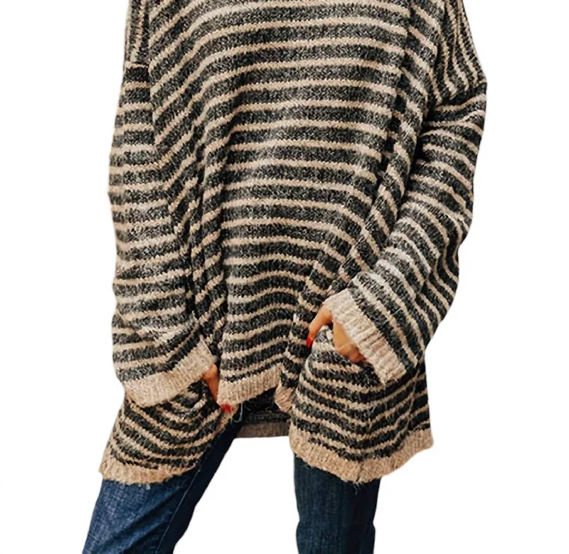 Clearance Sale Online Striped Turtleneck Pullover Sweater In Black/brown