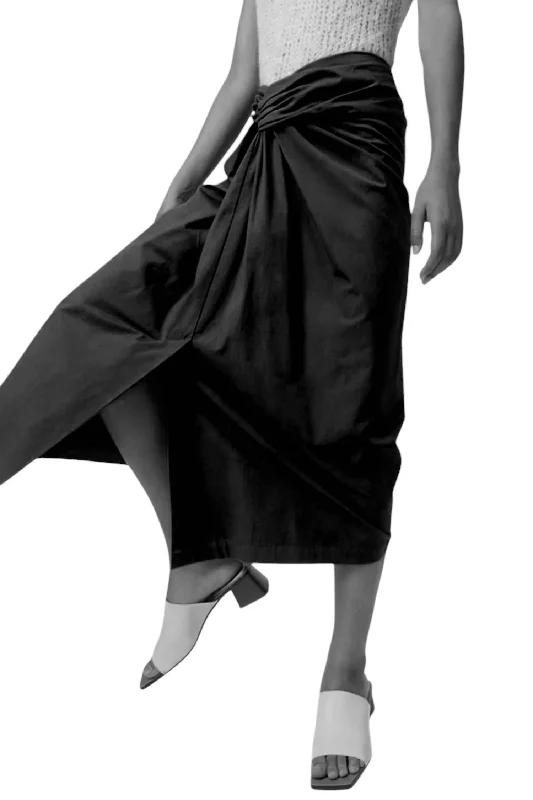 Women's Clothing For Work Handkerchief Midi Skirt In Black