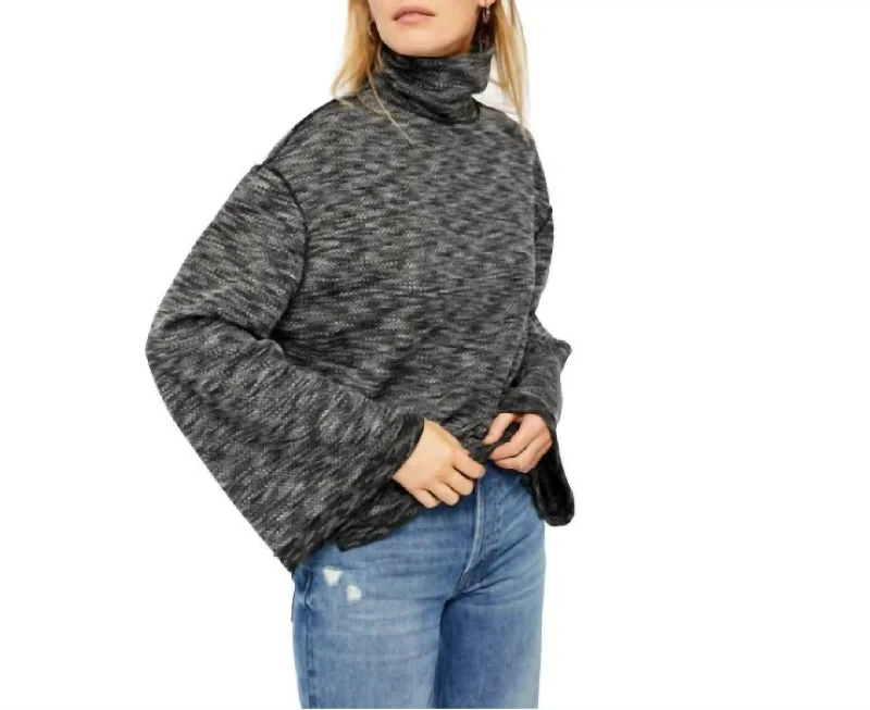 Flash Sales Today Sunny Days Wide Sleeve Turtleneck Sweater In Night Star Combo/ Black Combo