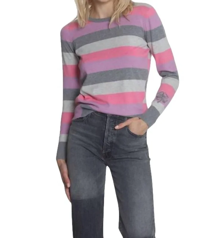 Women Online Clothing Boutiques Brooke Lucky Stripe Top In Paris/lilac Multi