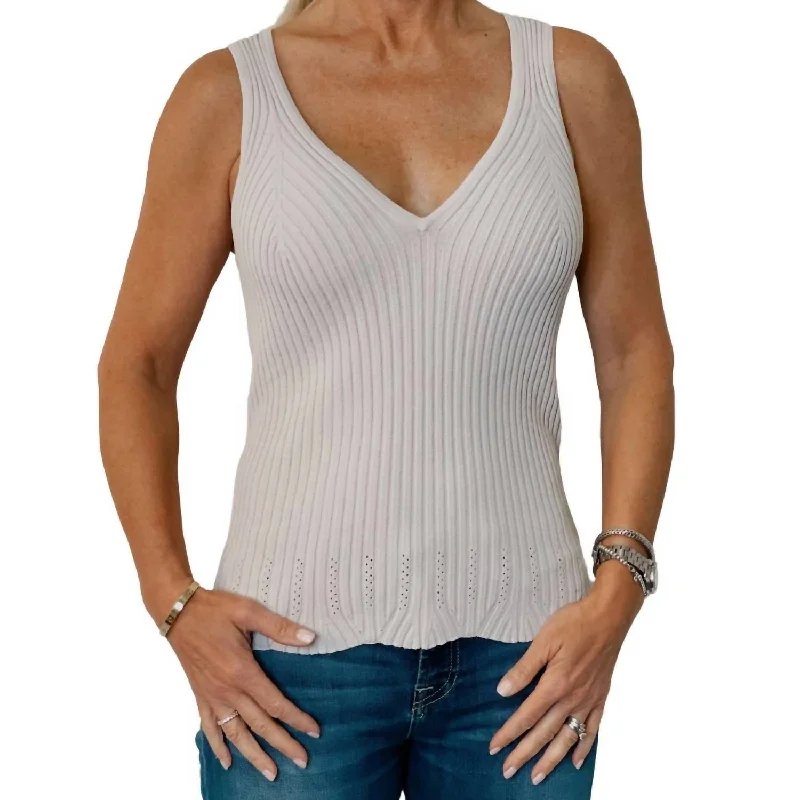 Shop Ladies Clothes Pointelle Sweater Tank In Turtle Dove Pale Grey