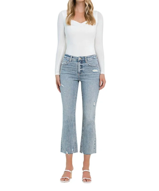 Trendy Casual Outfits Cali Kiss Kick Flare Jeans - Plus In Washed Blue