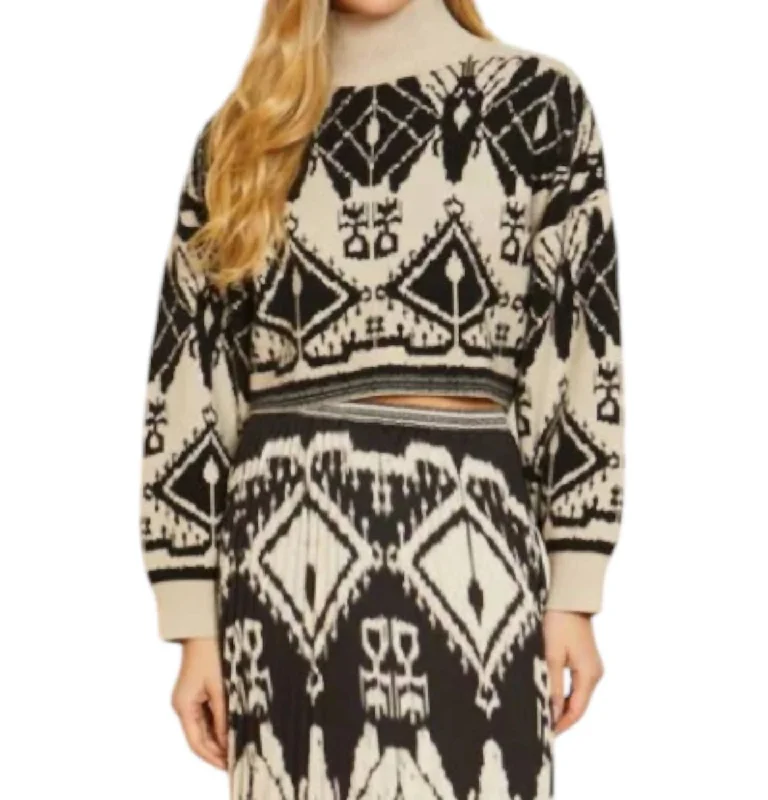 Bold and Elegant Women's Fashion Maeva Sweater In Ikat Tapestry