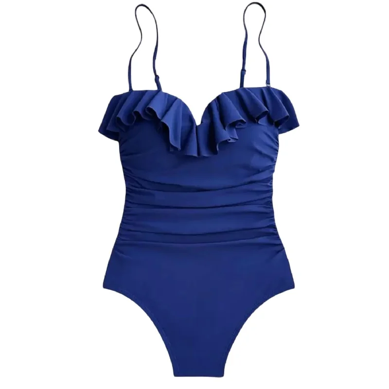 Clearance Sale Online Women's Matte Ruched Sweetheart Neck One Piece In Blue