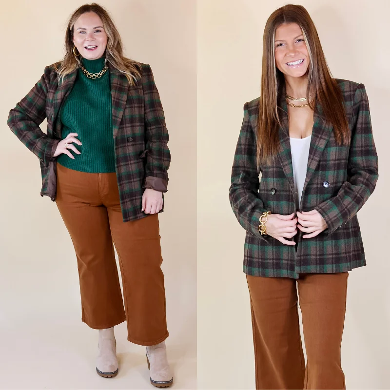 Women's Holiday Clothing Ready For Anything Plaid Blazer in Brown and Green