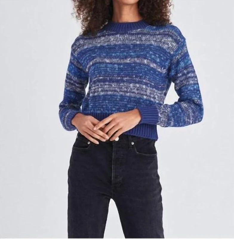 Casual Chic for Women Lofty Cotton Marl Stripe Sweater In Blue Combo