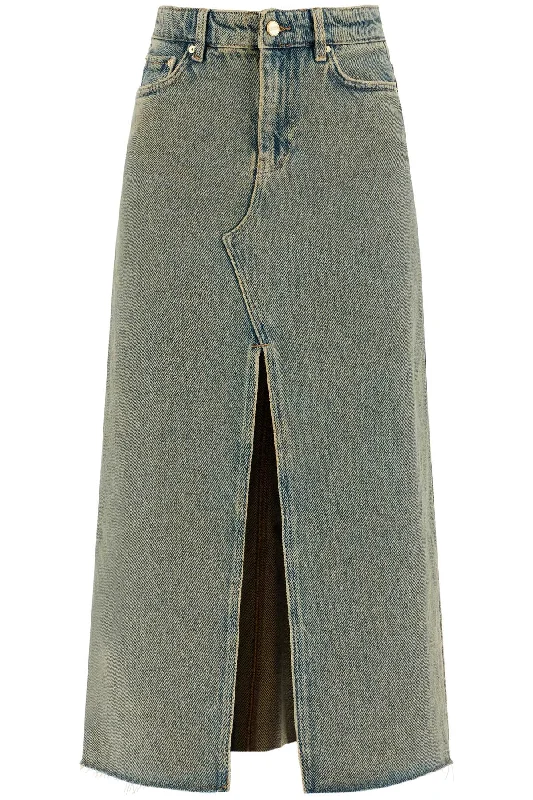 End Of Season Sale Clothing Ganni Women's Long Overdyed blue Maxi Skirt