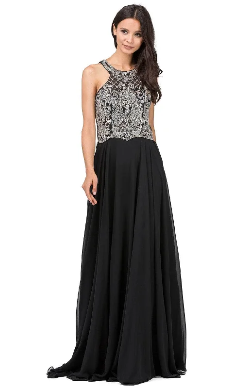 Women's Casual Dresses Dancing Queen 9740 - Cutout Back A-Line Prom Gown