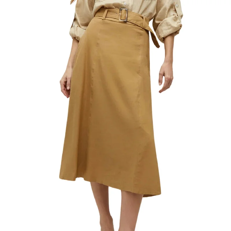 Chic Women's Clothing for Work and Travel Arwen Skirt In Desert Khaki