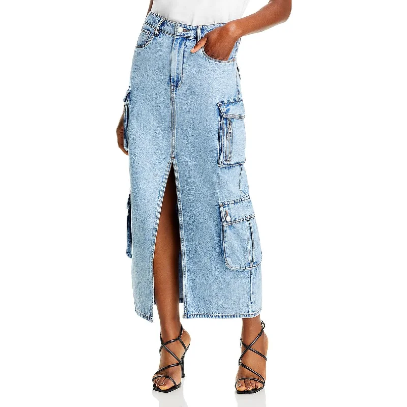 Women's Clothing For Travel Womens Cargo Maxi Denim Skirt