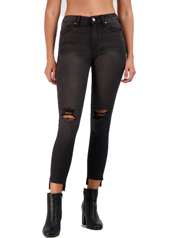 Women's Professional Garments Womens High Rise Distressed Skinny Jeans