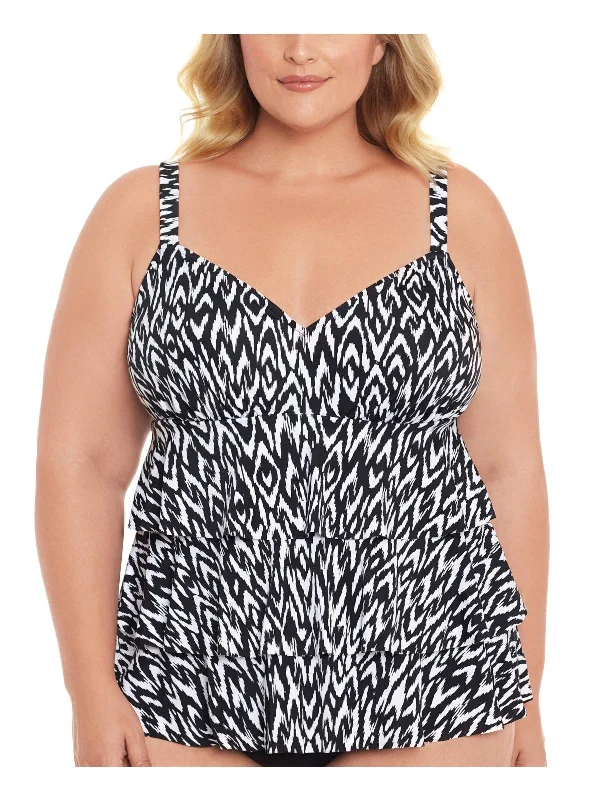 Women's Contemporary Apparel Plus Womens Printed Tummy Control One-Piece Swimsuit