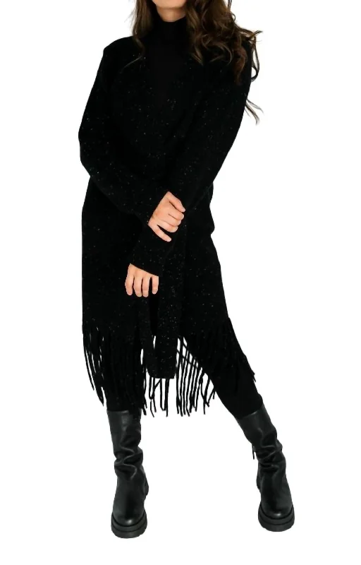 Online Boutique Stores Riva Fringe Cardigan In Black