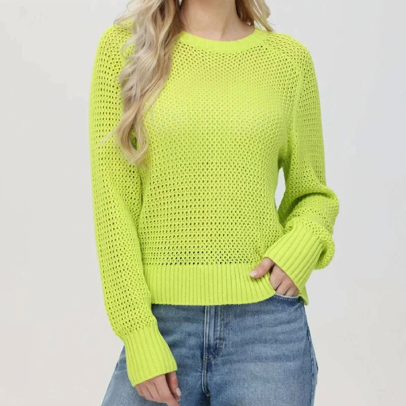 Women's Outdoor Activity Garments Margot Crewneck Sweater In Wild Lime