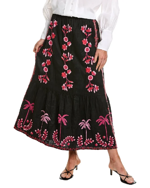 Women's Plus-Size Apparel Johnny Was Tiered Linen Skirt