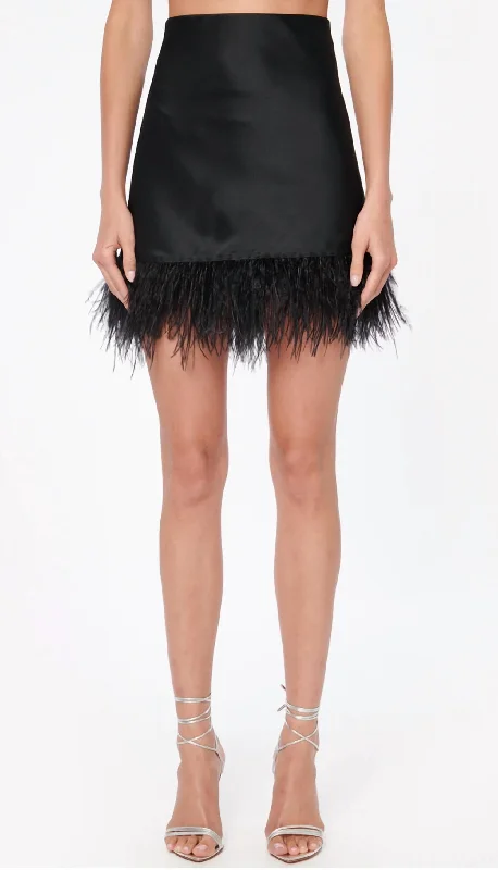 Women's Clothing Outfit Set Aviva Feather Mini Skirt In Black