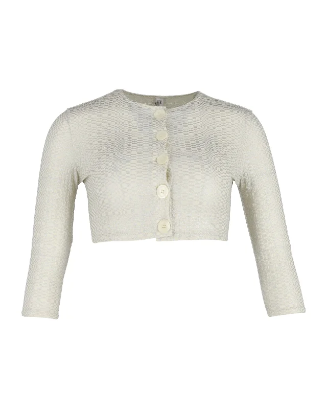 Chic Women's Outfit Ideas Lisa Marie Fernandez Cropped Cardigan in Cream Viscose