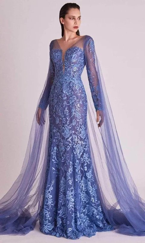 Women's Luxury Attire Gatti Nolli Couture OP5706 - Embroidered Plunging Evening Gown