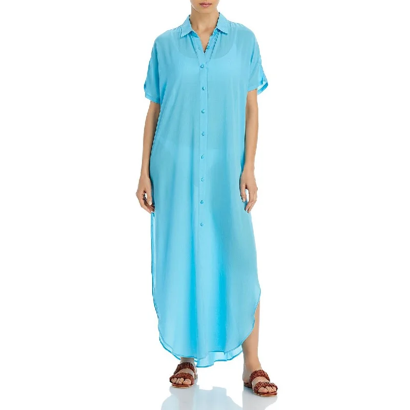 Seasonal Women's Fashion Trends Womens Button Front Long Cover-Up