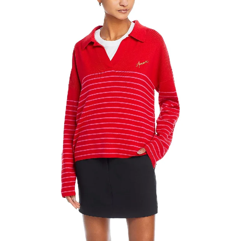 Women's Holiday Outfit Womens Collar Logo Pullover Sweater