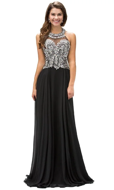 Women's High Street Fashion Dancing Queen 9233 - Jeweled Open Back Prom Gown