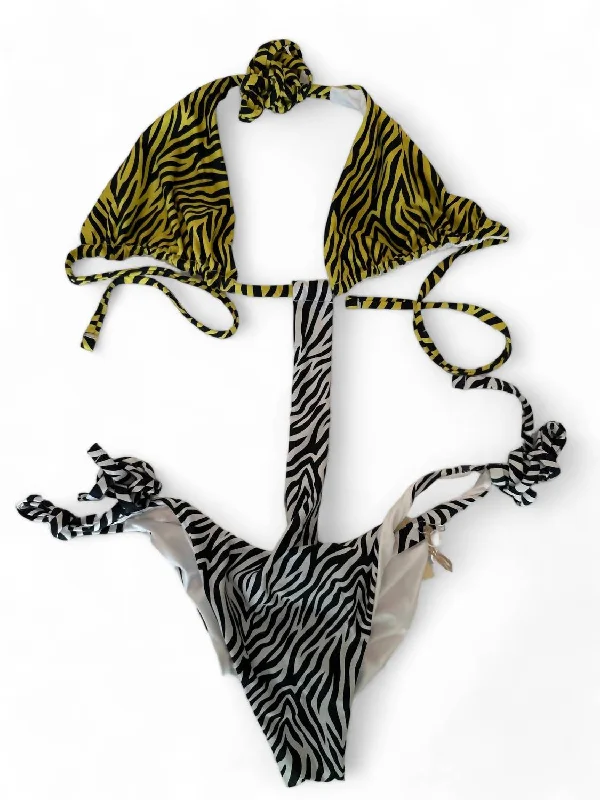 Unique Women's Fashion Pieces Zebra One Piece In Yellow/black