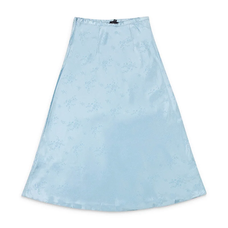 Women's Stylish Outerwear JACQUARD BIAS BLUE FLARED SKIRT