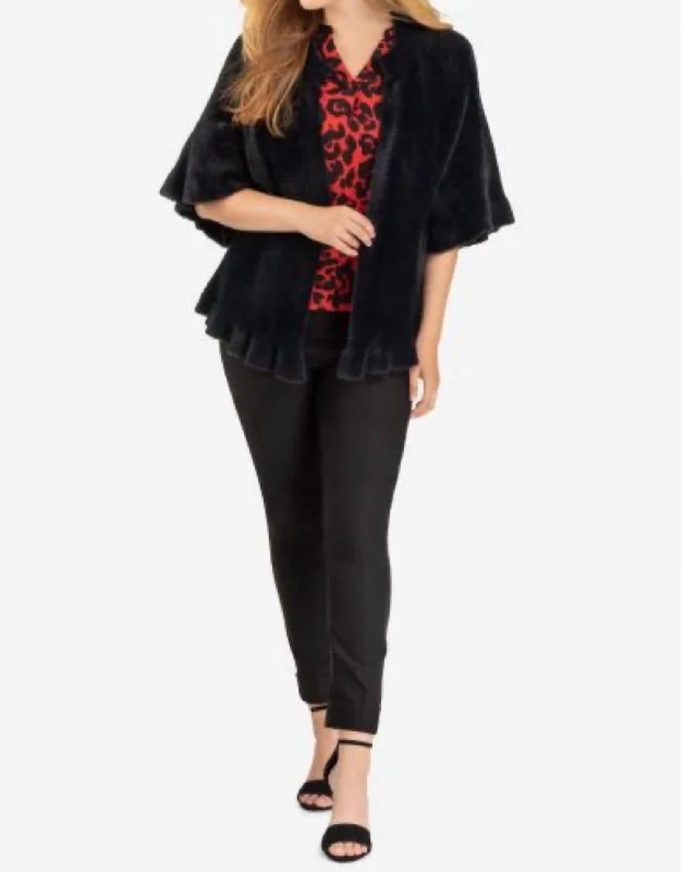 Casual Chic Women's Clothes Eyelash Flounce Cardigan In Black