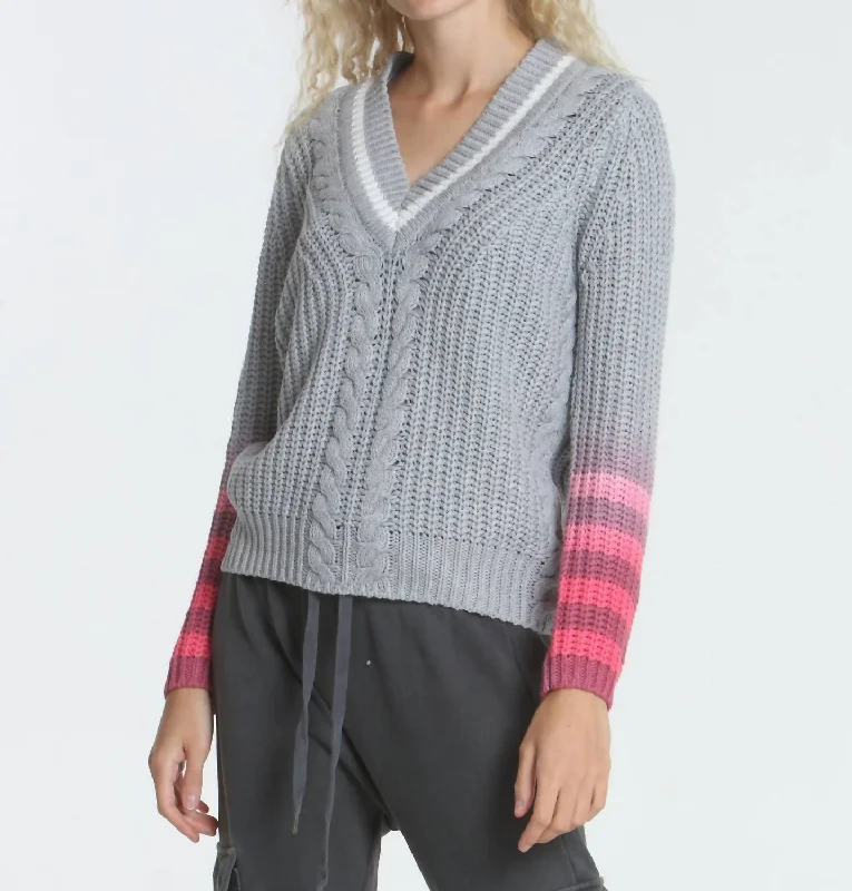 Sale On Clothing Dip Dyed Vee Sweater In Grey