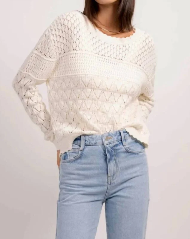 Timeless Women's Clothes Edith Scallop Edge Sweater In White