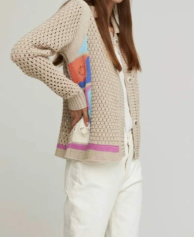 Comfortable Outfit For Women Almond Cardigan In Beige/multi