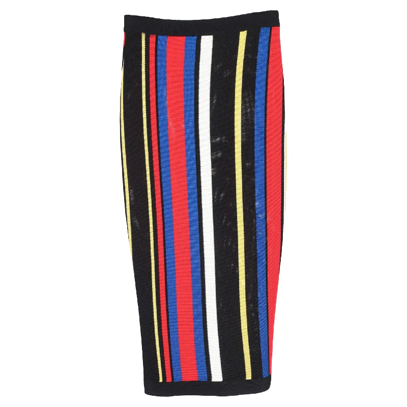 Women's Versatile Apparel Balmain Rainbow Striped Skirt in Multicolor Viscose